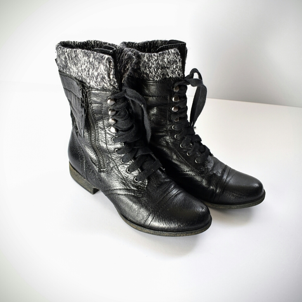 Steve Madden Combat Sweater top Boots Black